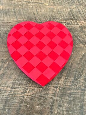 Large Red Checkered Ribbon Woven Godiva Chocolate Gift Box